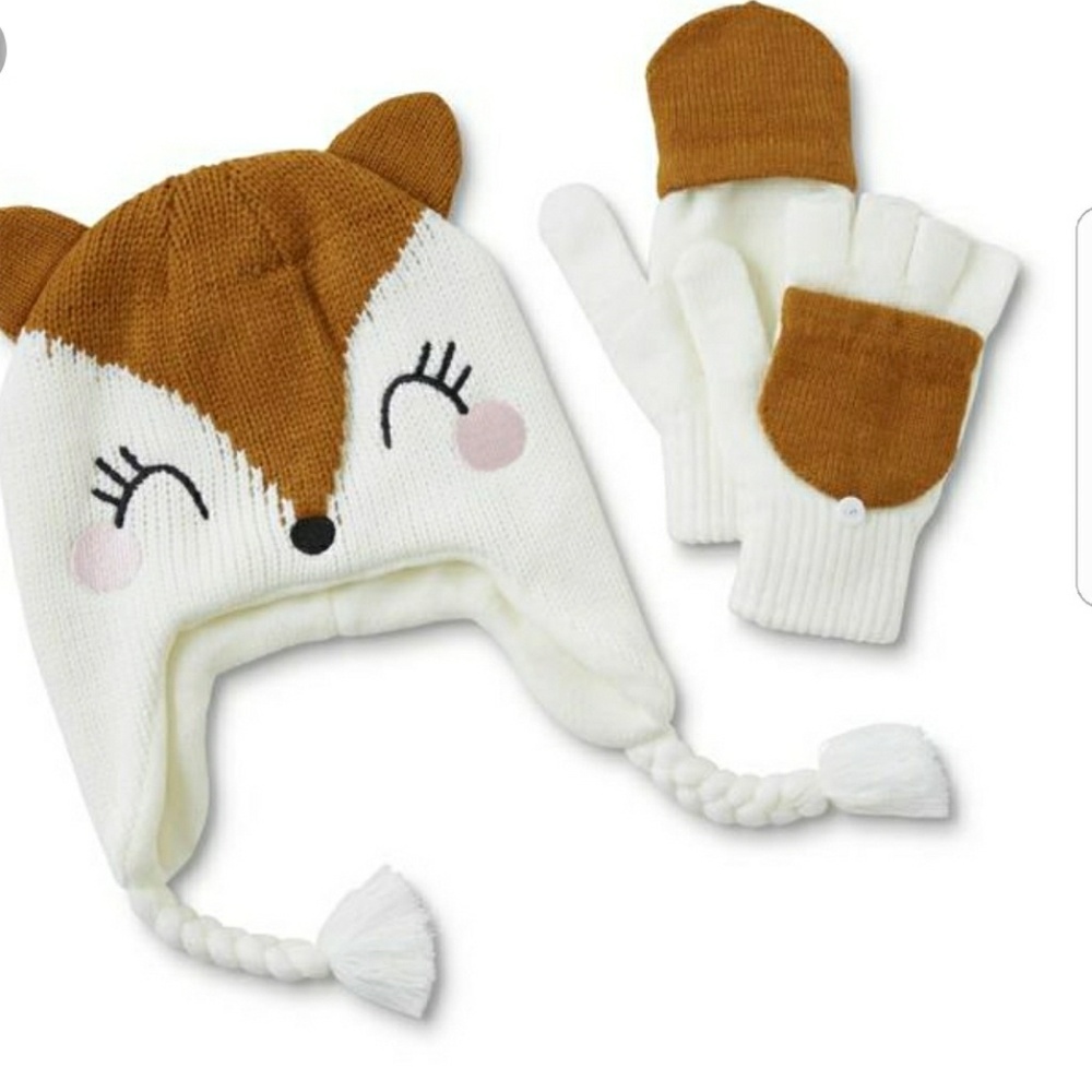 Fox hat and glove set